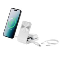 Alogic Qi Charging Yoga 3-in-1 Fast Charging 15W USB-C Phone / Air Pods (5W) / Apple Watch Charger (1.5W) MagSafe with USB-C 3ft Cable - White