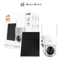 Nexxt Smart Home Outdoor Camera Solar 2K PTZ (Pan Tilt Zoom) Motorized with Solar Panel IP65 2 Way Communication Night Vision Motion Sensor - White