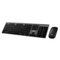 Adesso Keyboard & Mouse Combo Kit Wireless 2.4Ghz French Canadian  Slim Full Size with CoPilot Ai 1200dpi Mouse - PC/Mac/Android - Black