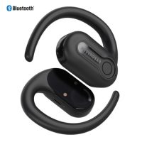 HyperGear Bluetooth Open-Ear True Wireless Earbuds AeroFlex 360 IPX4 Sweatproof Dual Noise Filtering Mics Portable Charging Case 25Hr Playtime - Black