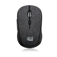 Adesso Mouse Wireless Fabric Mini S80B 6 Button up to 1600dpi PC/Mac - Black