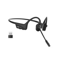 Shokz OpenComm2 UC with USB-A Dongle Cosmic Black Bluetooth Stereo Headset Noise Cancelling Boom Mic with Mute Button - Bone Conduction - Zoom Certified