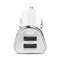 HyperGear Car Charger 2 Port USB-A 3.4 Amp Rapid Charge - White