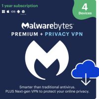 Malwarebytes Premium Plus 4-Device 1-Year Includes Browser Guard & Privacy VPN PC/MAC/Android/iOS ESD (DOWNLOAD CODE)