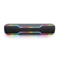 HyperGear Speaker Bluetooth 20W Sound Bar Style Dynamic Bass 6 Mode LED Lighting HyperBeam Aux-In USB & microSD Inputs Built in Mic - Black