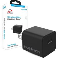 Naztech Wall Charger 1 Port 20W USB-C PD Mini Fast Charge Compact Lightweight - Black