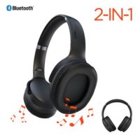 HyperGear Bluetooth Headset & Speakers 2-in-1 Design Flip Out to Create Speakers 3W Dynamic Bass Mic Over Ear Memory Foam - Black