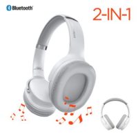 HyperGear Bluetooth Headset & Speakers 2-in-1 Design Flip Out to Create Speakers 3W Dynamic Bass Mic Over Ear Memory Foam - White