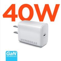 HyperGear Wall Charger 1 Port 40W USB-C GaN Fast Charger with PPS PD SmartChip Technology - White