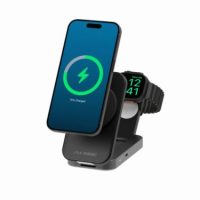 Alogic Qi2 Charging Stand 2-in-1 Flip 2 Phone (15W) & Watch (3W) Charger  with 3ft USB-C to USB-C Cable - Black