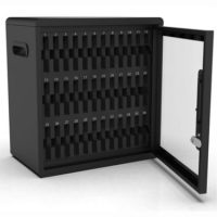 Luxor Cell Phone Storage Locker CellGuard 36 Slots Locking Unit Padded Bays Clear Door Powder Coated Steel Construction Side Grab Handles