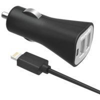 Digipower Car Charger 3.4amp InstaSense 2 Port USB-A with 3ft Lightning to USB-A MFI Cable - Black